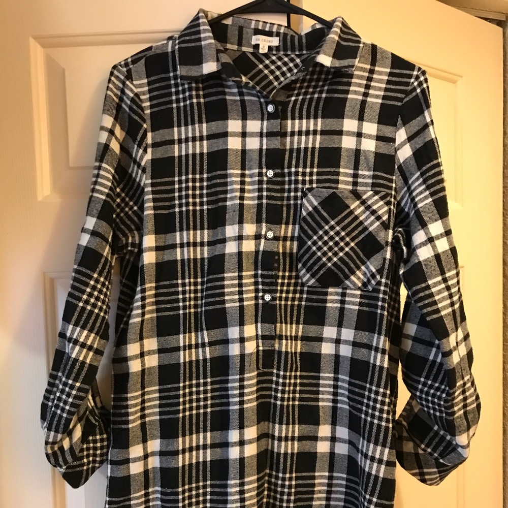 Black and white plaid flannel tunic